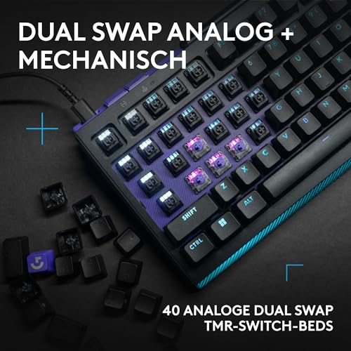 Logitech G G512 X 98–Hot-Swap-fähige TMR-analoge/mechanische Gaming-Tastatur,8K,RAPID TRIGGER,RGB,kabelgebunden +G502 X PLUS LIGHTSPEED kabellose Gaming-Maus, HERO 25K Sensor,PC/Mac,DEU QWERTZ–Schwarz Bild 2
