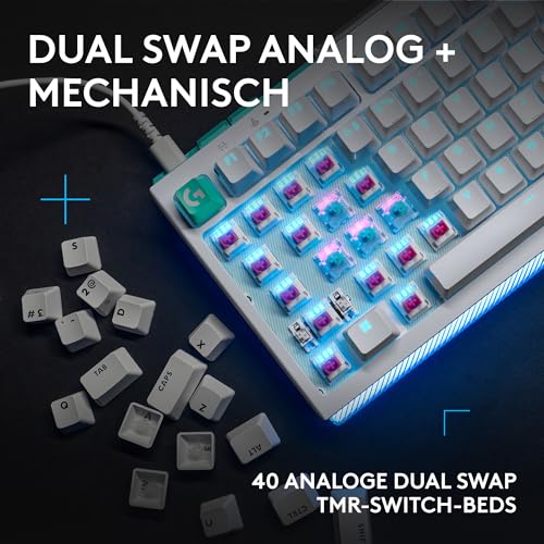 Logitech G G512 X 98–Hot-Swap-fähige TMR-analoge/mechanische Gaming-Tastatur,8K,RAPID TRIGGER,RGB, kabelgebunden+G502 X PLUS LIGHTSPEED kabellose RGB-Gaming-Maus,HERO 25K Sensor,PC/Mac,DEU QWERTZ-Weiß Bild 2