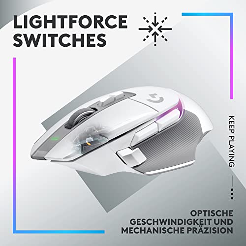 Logitech G G512 X 98–Hot-Swap-fähige TMR-analoge/mechanische Gaming-Tastatur,8K,RAPID TRIGGER,RGB, kabelgebunden+G502 X PLUS LIGHTSPEED kabellose RGB-Gaming-Maus,HERO 25K Sensor,PC/Mac,DEU QWERTZ-Weiß Bild 3