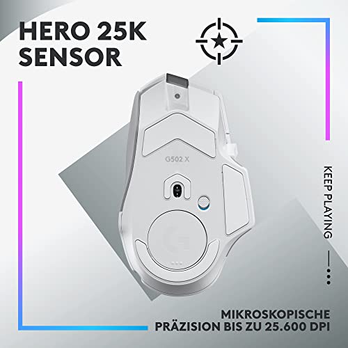 Logitech G G512 X 98–Hot-Swap-fähige TMR-analoge/mechanische Gaming-Tastatur,8K,RAPID TRIGGER,RGB, kabelgebunden+G502 X PLUS LIGHTSPEED kabellose RGB-Gaming-Maus,HERO 25K Sensor,PC/Mac,DEU QWERTZ-Weiß Bild 7