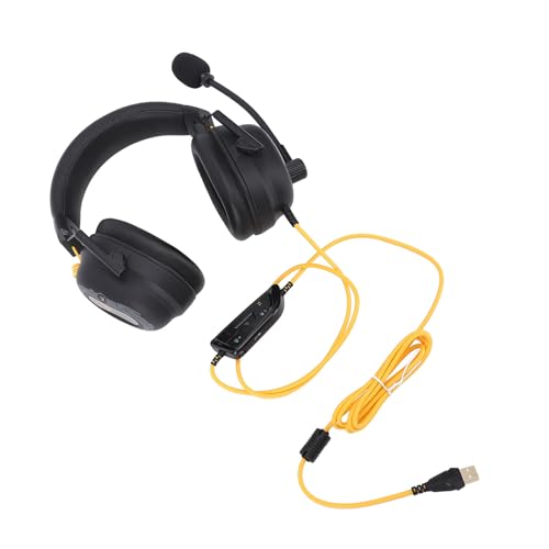 Sxhlseller Kabelgebundenes USB-Gaming-Headset mit 7.1-Surround-Sound, Leichter Over-Ear-Kopfhörer mit AI-Mikrofon mit Geräuschunterdrückung und 50-mm-Treiber in Weißer Farbe (Black) Bild 3