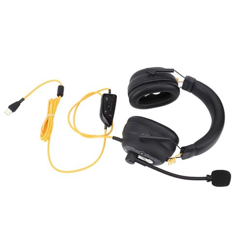 Sxhlseller Kabelgebundenes USB-Gaming-Headset mit 7.1-Surround-Sound, Leichter Over-Ear-Kopfhörer mit AI-Mikrofon mit Geräuschunterdrückung und 50-mm-Treiber in Weißer Farbe (Black) Bild 6