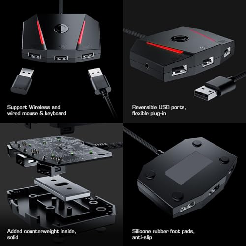 Allgemeine Gaming Konverter mit Rutschfester Basis Designs, einfach zu bedienen für VX2, AimBox, gewichtete Tastatur Adapter mit Rutschfester Unterlage, Gaming Tastatur Maus Adapter Bild 5