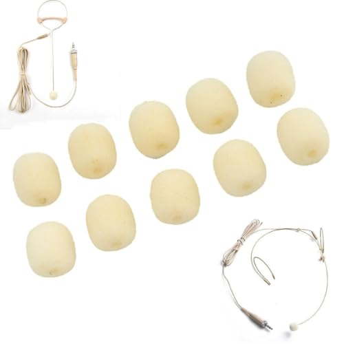 Mikrofon-Schaumstoff-Windschutz für Gaming-Headsets, 2 mm ID, weiche Rauschunterdrückung, Abdeckungen für Innen- und Außenbereich, Beige, 10 Stück Bild 1