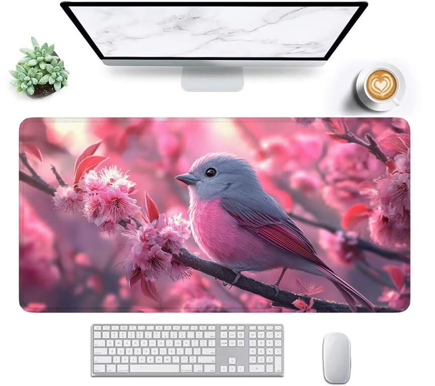 Gaming Mauspad XXL, Mousepad 1200 x 600 x 4 mm, Blume Vogel Maus pad, Vernähte Kanten WassXerdicht Anti-Rutsch Verbessert Präzision und Geschwindigkei, Großer Erweiterter Schreibtisch Schutz 0A0-310 Bild 2