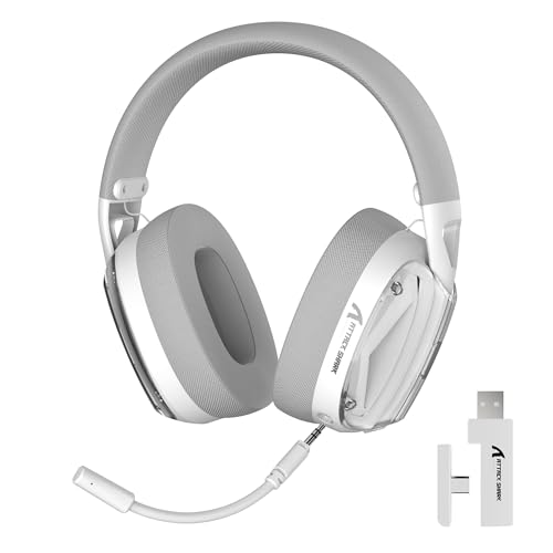 ATTACK SHARK L60 Kabelloses Gaming-Headset, 2,4G/BT/3,5mm-Kabel, Ultraleichter Kopfhörer mit 40mm-Treibern, Over-Ear, Noise Cancelling Mikrofon, 3D-Surround-Sound für PC/Mac/PS/Xbox, Weiß Bild 1