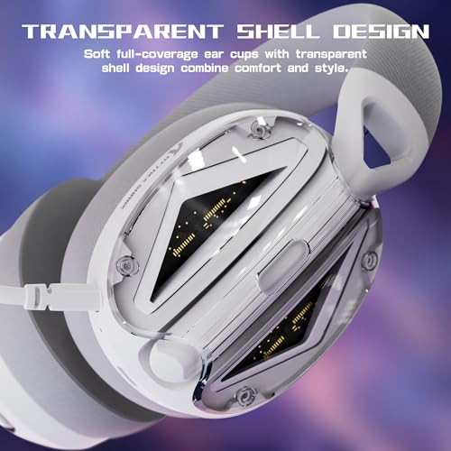 ATTACK SHARK L60 Kabelloses Gaming-Headset, 2,4G/BT/3,5mm-Kabel, Ultraleichter Kopfhörer mit 40mm-Treibern, Over-Ear, Noise Cancelling Mikrofon, 3D-Surround-Sound für PC/Mac/PS/Xbox, Weiß Bild 6
