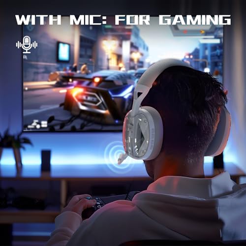 ATTACK SHARK L60 Kabelloses Gaming-Headset, 2,4G/BT/3,5mm-Kabel, Ultraleichter Kopfhörer mit 40mm-Treibern, Over-Ear, Noise Cancelling Mikrofon, 3D-Surround-Sound für PC/Mac/PS/Xbox, Weiß Bild 7