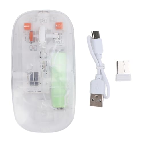 Sorandy Transparente Kabellose Maus, Bluetooth 5.0 und 2,4 G Computermaus, Gaming-Maus mit 3 Einstellbaren DPI, USB-Empfänger, Plug & Play, Ergonomisches Design für PC Laptop (Transparentes Weiß) Bild 6