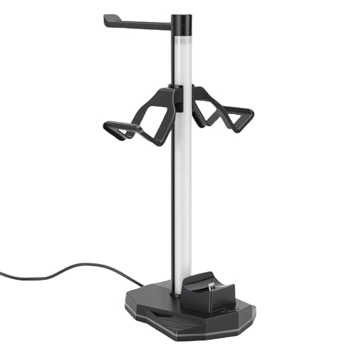 Sorandy 3-in-1-Controller-Ständer, RGB-Gaming-Headset und Ladestation für 2 Pro-Controller mit 2 USB-Anschlüssen und Typ C, Kopfhörerständer mit Abnehmbarem Haken Bild 2