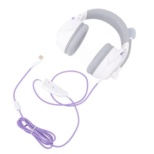 Kabelgebundenes USB-Gaming-Headset, HiFi 7.1 Surround Sound, Mikrofon mit Geräuschunterdrückung, Leichte, Komfortable Over-Ear-Kopfhörer, Ideal für PC-Gaming (White) Bild 7