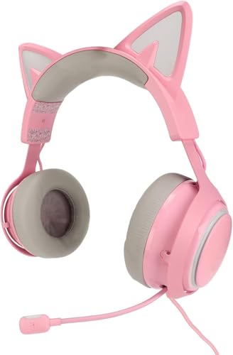 Gaming Headset Katzenohr Kopfhörer 3 Soundeffekt Ergonomisch mit Mikrofon für Erwachsene Farbschalter mit Effekt Mehr Schönes Tolles Licht wird das gemeinsame Gaming Attraktives Design Ohr Bild 3