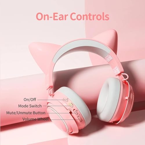 Gaming Headset Katzenohr Kopfhörer 3 Soundeffekt Ergonomisch mit Mikrofon für Erwachsene Farbschalter mit Effekt Mehr Schönes Tolles Licht wird das gemeinsame Gaming Attraktives Design Ohr Bild 5