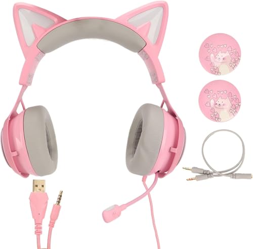 Gaming Headset Katzenohr Kopfhörer 3 Soundeffekt Ergonomisch mit Mikrofon für Erwachsene Farbschalter mit Effekt Mehr Schönes Tolles Licht wird das gemeinsame Gaming Attraktives Design Ohr Bild 6