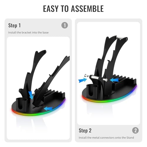 Zunate RGB-Game-Controller-Kopfhörerständer-Organizer für 2 mit Einstellbaren Beleuchtungsmodi für die Gaming-Einrichtung (Black) Bild 2