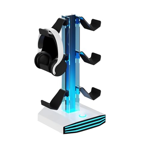 Moderner Ständer mit 2 USB Hubs für Controller und Headsets, sichere Stromversorgung für Kopfhörer, anpassbare LED Leuchten und stabile Basis Bild 4