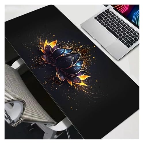 Schwarz Gold Lotus Maus Pad Gaming Zubehör Notbook Computer Speed Pc Gamer Tastatur Schreibtisch Matte Große Mauspad Große(100x50cm) Bild 1