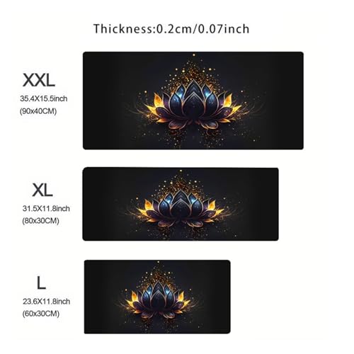 Schwarz Gold Lotus Maus Pad Gaming Zubehör Notbook Computer Speed Pc Gamer Tastatur Schreibtisch Matte Große Mauspad Große(100x50cm) Bild 2