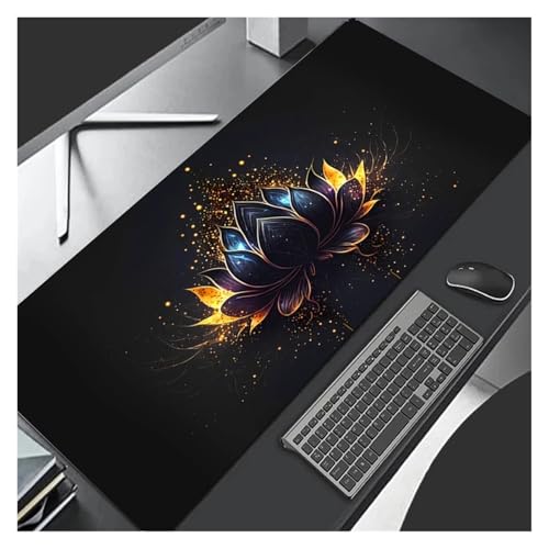 Schwarz Gold Lotus Maus Pad Gaming Zubehör Notbook Computer Speed Pc Gamer Tastatur Schreibtisch Matte Große Mauspad Große(100x50cm) Bild 3