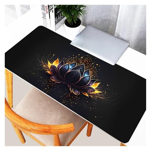 Schwarz Gold Lotus Maus Pad Gaming Zubehör Notbook Computer Speed Pc Gamer Tastatur Schreibtisch Matte Große Mauspad Große(100x50cm) Bild 4