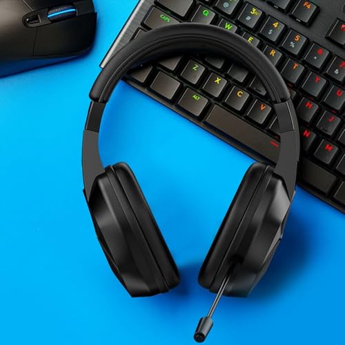 Asixxsix Kabelloses Gaming-Headset, 2,4 GHz Bluetooth 5.4 RGB-Licht mit Mikrofon mit Geräuschunterdrückung, 40-Stunden-, 40-mm-Treiber, Extrem Niedrige Latenz für PC-Smartphones, Tablets, (Black) Bild 3