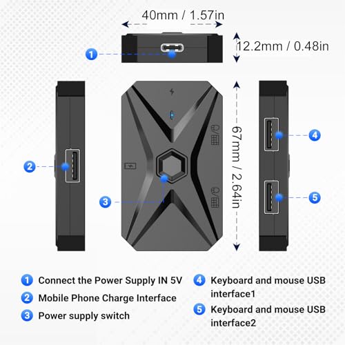 banapoy 2026 Upgrade Gaming-Tastatur-Maus-Konverter, Kratzfester Mobiler Gaming-Tastatur-Maus-Konverter-Adapter für -Smartphones und Tablets Bild 7