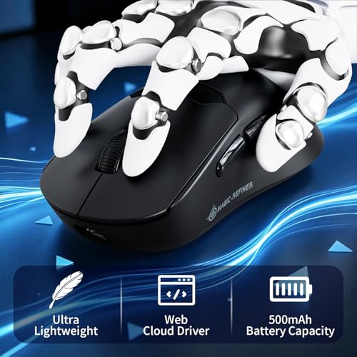 A.JAZZxMagic-Refiner R1 Gaming-Maus mit magnetischer Ladestation, OMRON-Schalter, PixArt PAW3311 Sensor, BT/2,4G Kabellos/Kabelgebunden mit Bildschirmanzeige, 25000DPI Maus für Büro und Gamer,Schwarz Bild 6