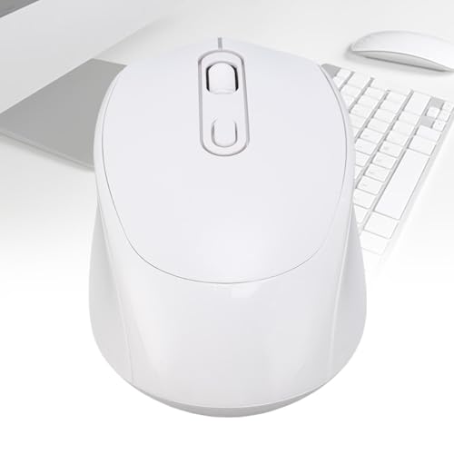 Fockety Kabellose Gaming-Maus, Wiederaufladbar, Geräuschlos, Ergonomisches Design mit 2,4 G Bluetooth Dual-Modus und 3-stufiger DPI Einstellbar 800, 1200 und 1600, Computermaus für PC (White) Bild 2