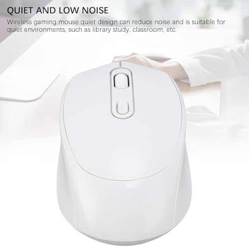 Fockety Kabellose Gaming-Maus, Wiederaufladbar, Geräuschlos, Ergonomisches Design mit 2,4 G Bluetooth Dual-Modus und 3-stufiger DPI Einstellbar 800, 1200 und 1600, Computermaus für PC (White) Bild 4