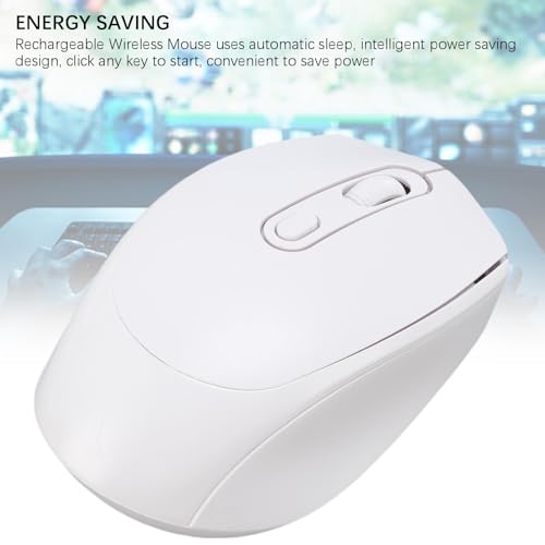 Fockety Kabellose Gaming-Maus, Wiederaufladbar, Geräuschlos, Ergonomisches Design mit 2,4 G Bluetooth Dual-Modus und 3-stufiger DPI Einstellbar 800, 1200 und 1600, Computermaus für PC (White) Bild 5