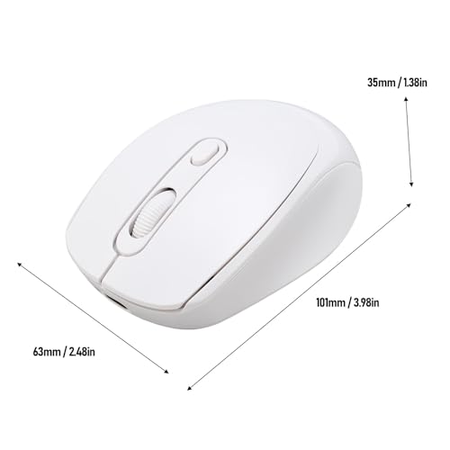 Fockety Kabellose Gaming-Maus, Wiederaufladbar, Geräuschlos, Ergonomisches Design mit 2,4 G Bluetooth Dual-Modus und 3-stufiger DPI Einstellbar 800, 1200 und 1600, Computermaus für PC (White) Bild 7