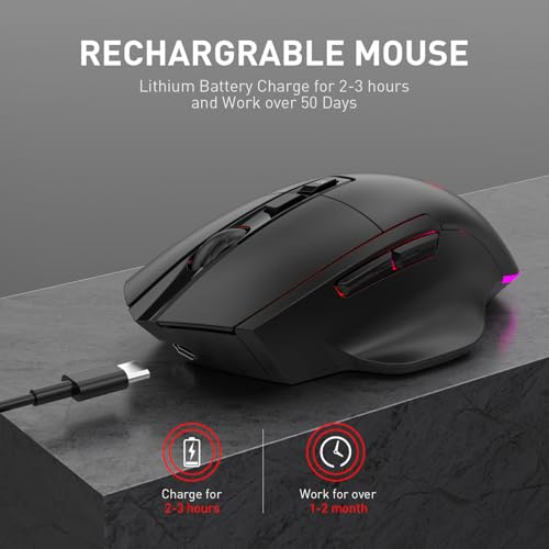 VBESTLIFE Kabellose RGB-Gaming-Maus für PC-Laptop-Gaming, mit 7 Leisen Tasten, 500-mAh-Akkus, Langlebig, RGB-Beleuchtung, 2,4 G/BT-Modi Bild 5
