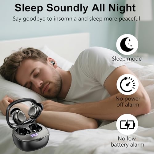 Schlafkopfhörer Bluetooth 5.4 Kopfhörer, 2026 Neue in Ear Mini Kopfhörer Kabellos mit 35 Stunden Akkulaufzeit, Weiche Ohrhörer Schlafen Sleepbuds, Sanfter Klang Bequem Tragen ohne Druckgefühl, Schwarz Bild 2