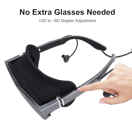 Intelligente 3D-Brille, VR-Headset mit 1920x1080-Displays, 70° Weitem Sichtfeld, +2D Bis -6D Dioptrienanpassung, Daten- und Ladedurchgang für Privates Kino-Gaming Bild 6