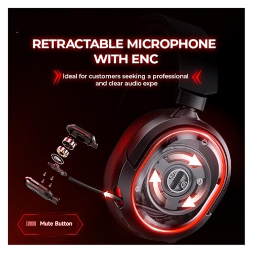 Generisch Gaming-Headset-Kopfhörer, 5 ms, niedrige Latenz, 7.1-Surround-ENC-Mikrofon for PC, PS4, PS5, Telefonschalter(White Black) Bild 2