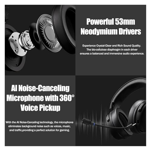 Generisch V9 Pro E-Sports-Headset mit Mikrofon, Tri-Mode-Gaming, 7.1-Kanal-Surround-Sound, tragbare Audio-Kopfhörer(V9Pro-Red) Bild 3