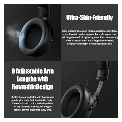 Generisch V9 Pro E-Sports-Headset mit Mikrofon, Tri-Mode-Gaming, 7.1-Kanal-Surround-Sound, tragbare Audio-Kopfhörer(V9Pro-Red) Bild 4