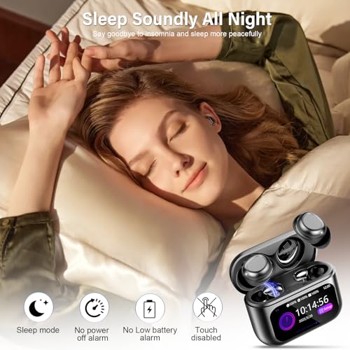 ZYHKON Bluetooth Kopfhörer, Bluetooth 5.4 Schlafkopfhörer In Ear mit Touchscreen, 48H Spielzeit Mini Kopfhörer mit HiFi Sound/5 EQ-Modi/ENC Noise Cancelling, Wireless Ohrhörer für Seitenschläfer Bild 2