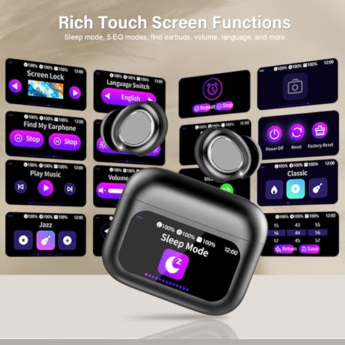 ZYHKON Bluetooth Kopfhörer, Bluetooth 5.4 Schlafkopfhörer In Ear mit Touchscreen, 48H Spielzeit Mini Kopfhörer mit HiFi Sound/5 EQ-Modi/ENC Noise Cancelling, Wireless Ohrhörer für Seitenschläfer Bild 4