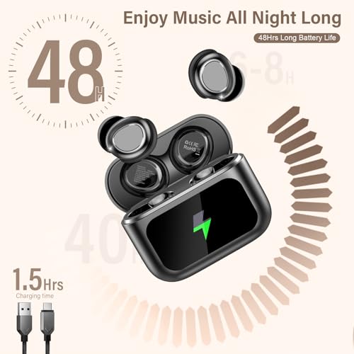 ZYHKON Bluetooth Kopfhörer, Bluetooth 5.4 Schlafkopfhörer In Ear mit Touchscreen, 48H Spielzeit Mini Kopfhörer mit HiFi Sound/5 EQ-Modi/ENC Noise Cancelling, Wireless Ohrhörer für Seitenschläfer Bild 7