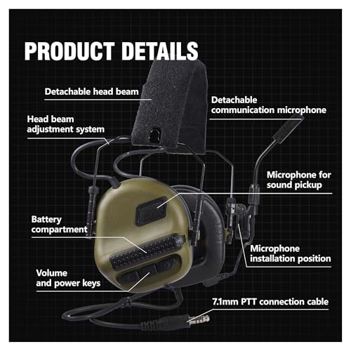 Generisch Headset-Ohrenschützer, Outdoor-Sport-Kopfhörer mit Klangverstärkung(Desert Set) Bild 4