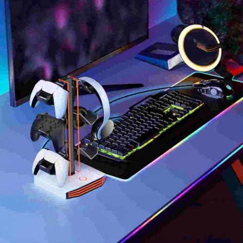 Headset-Ständer, 1er-Pack Controller-Halter, RGB-Gaming-Dock mit USB-Hub, dynamisch für Beleuchtungseffekte, platzsparender Organizer für Gamer (schwarz) Bild 2