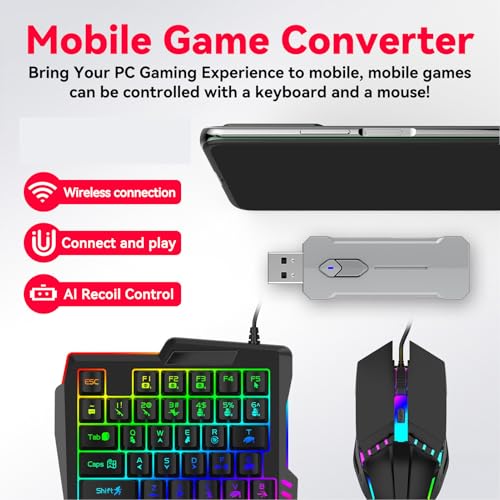 Mobiles Gamepad-Tastatur-Maus-Konverter-Set, PC-Gaming-Erlebnis, Einfache Press-Gun-Funktion Bild 5