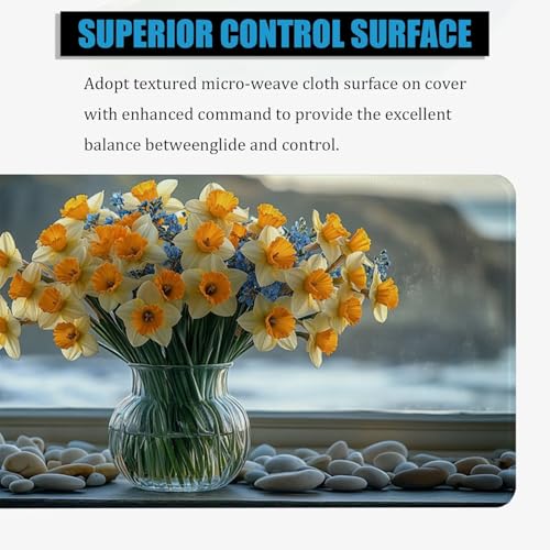 Gaming Mauspad Gebranntes Orange Mauspad XXL 120 x 60 cm Mousepad Blume Schreibtischunterlage, Optimierte Präzision und Geschwindigkeit, Wasserabweisende Desk Mat für Gamer, Tastatur und Maus H0-439 Bild 3