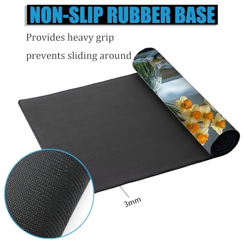 Gaming Mauspad Gebranntes Orange Mauspad XXL 120 x 60 cm Mousepad Blume Schreibtischunterlage, Optimierte Präzision und Geschwindigkeit, Wasserabweisende Desk Mat für Gamer, Tastatur und Maus H0-439 Bild 4