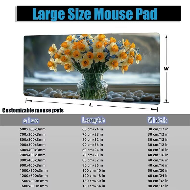 Gaming Mauspad Gebranntes Orange Mauspad XXL 120 x 60 cm Mousepad Blume Schreibtischunterlage, Optimierte Präzision und Geschwindigkeit, Wasserabweisende Desk Mat für Gamer, Tastatur und Maus H0-439 Bild 7