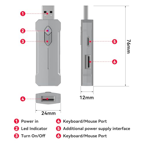Sxhlseller Gaming-Tastatur- und Maus-Konverter-Set für Mobile Spiele, BT 5.2-Adapter mit Smart Press Gun-Funktionalität für 8 Plus HarmonyOS HyperOS-Systeme Bild 2