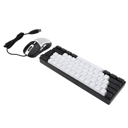 Sxhlseller 61-Tasten-RGB-Gaming-Tastatur und -Maus-Set, Kabelgebundene, Mehrfarbige LED-Hintergrundbeleuchtung, Mechanische Tastatur mit Verstellbaren Neigungsfüßen für Laptops und Desktop-PCs Bild 2