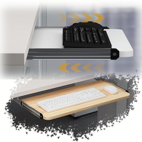Tastatur- und Maus-Plattform für Untertisch-Tastatur mit Schienen, Computertastatur-Unterstützungsablage, platzsparendes Design für Home Office und Gaming Bild 1