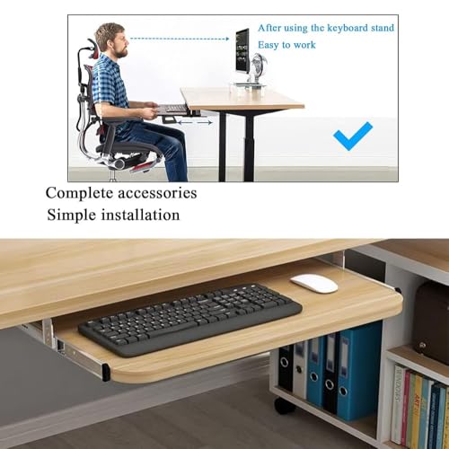 Tastatur- und Maus-Plattform für Untertisch-Tastatur mit Schienen, Computertastatur-Unterstützungsablage, platzsparendes Design für Home Office und Gaming Bild 4
